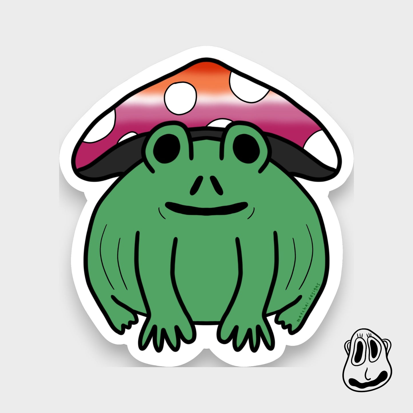 Pride Frog with Mushroom Hat | Handmade Original Art Waterproof Vinyl Sticker