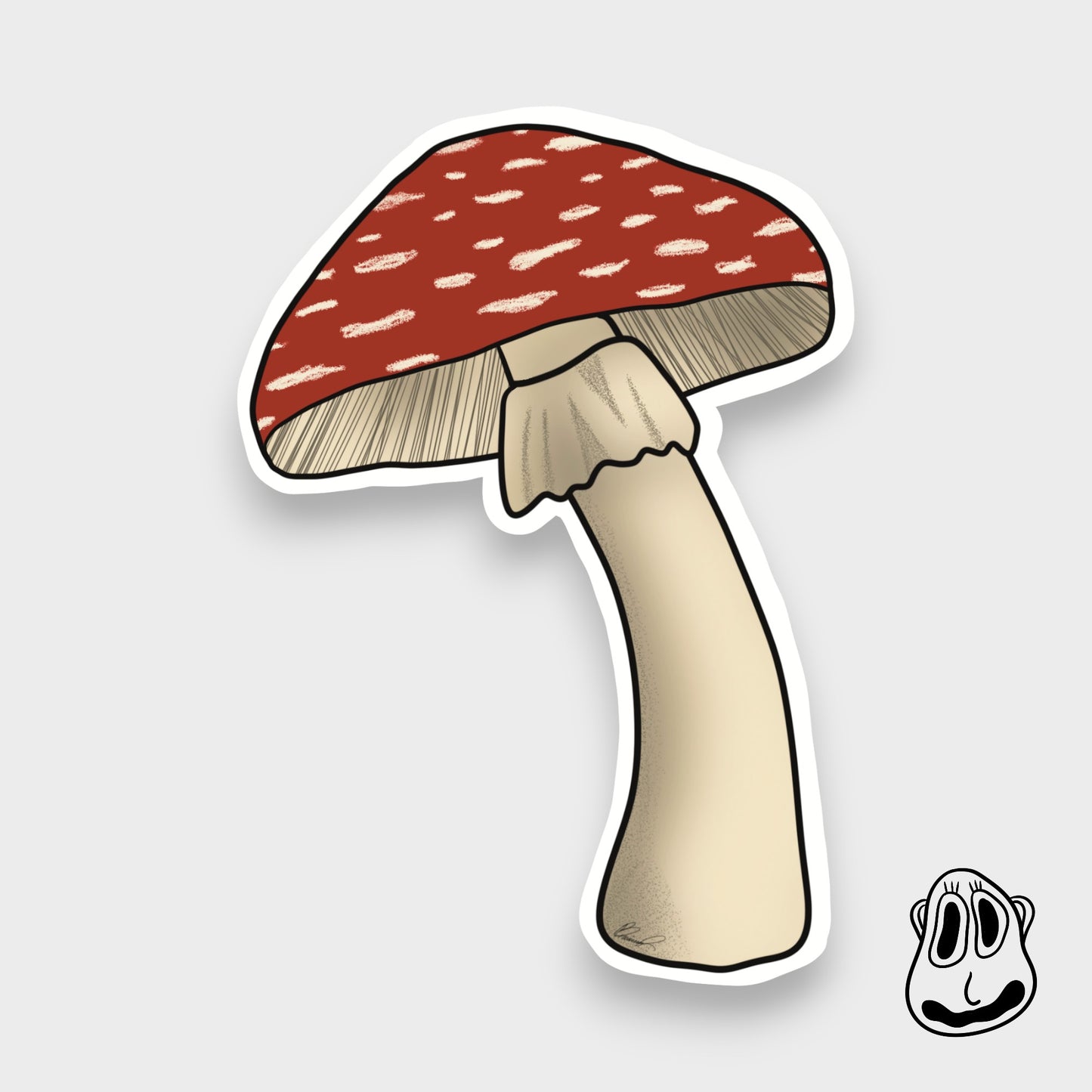 Classic Mushroom Sticker | Handmade Original Art Waterproof Vinyl Sticker