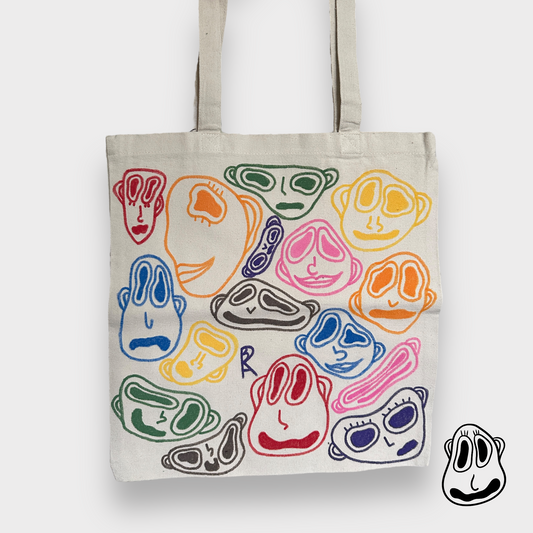 Gay Faces Tote Bag | Hand Painted Recycled Cotton Bag
