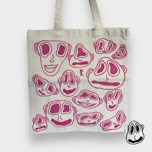 Blush Faces Tote Bag | Hand Painted Recycled Cotton Bag