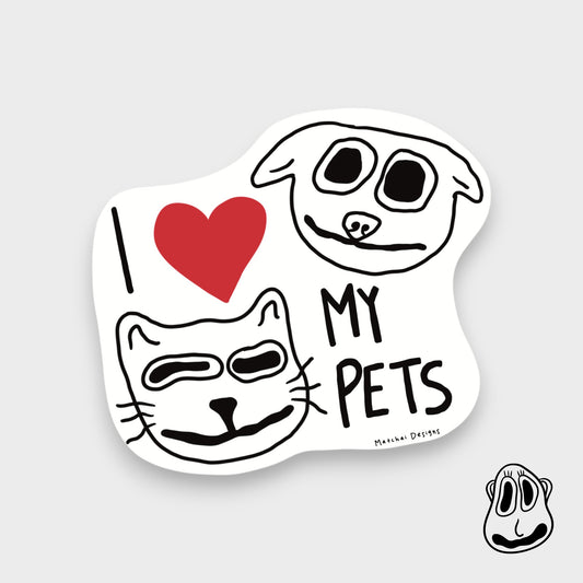 I Heart My Pets Sticker | Handmade Original Art Waterproof Vinyl Sticker