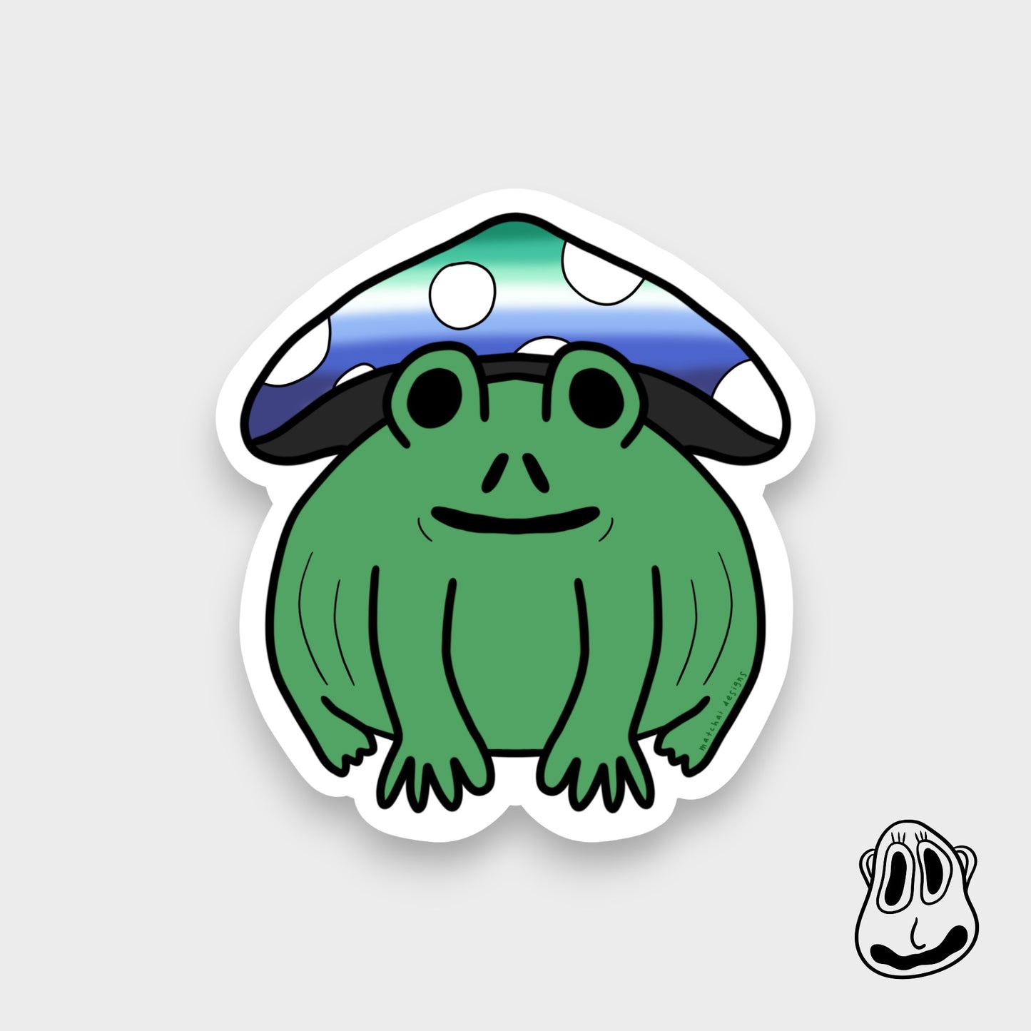 Pride Frog with Mushroom Hat | Handmade Original Art Waterproof Vinyl Sticker