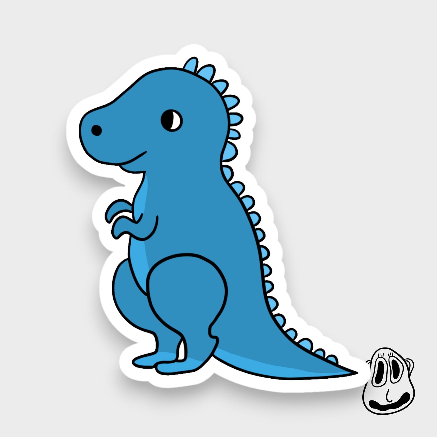 Blue Dinosaur Sticker | Handmade Original Art Waterproof Vinyl Sticker