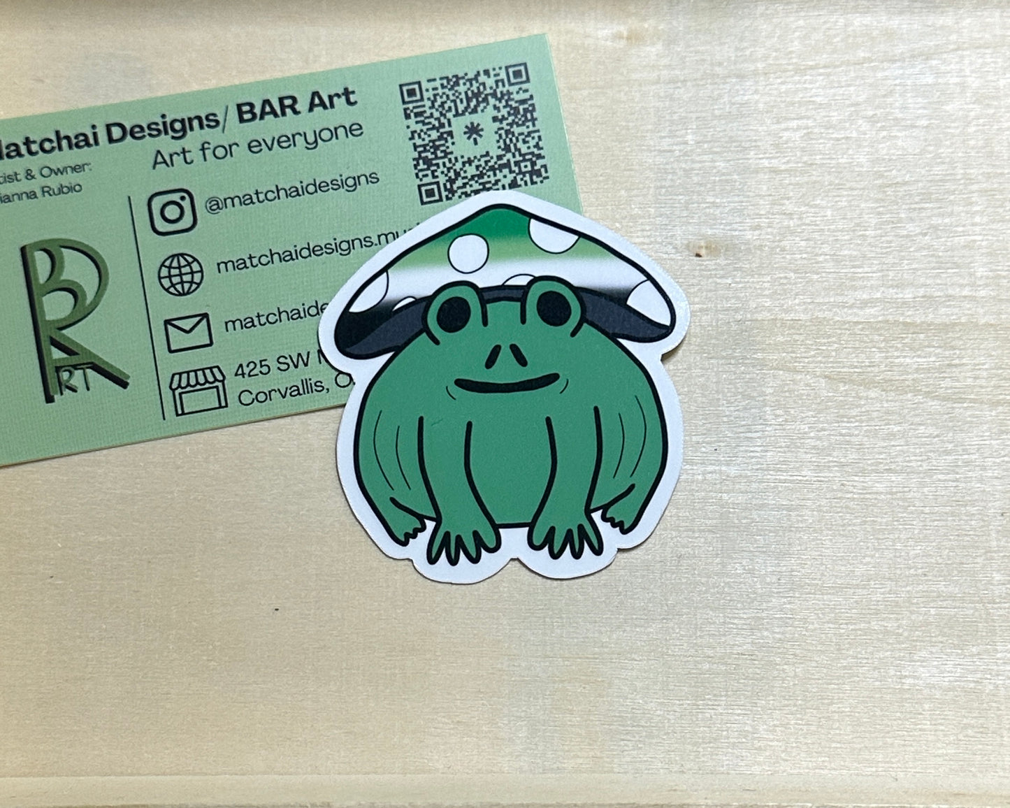 Pride Frog with Mushroom Hat | Handmade Original Art Waterproof Vinyl Sticker