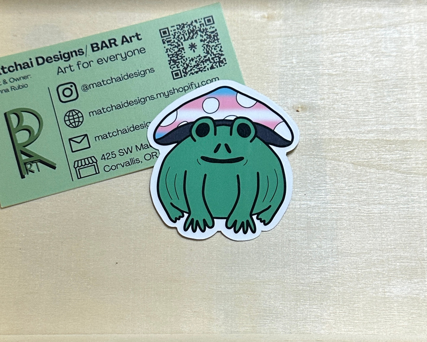 Pride Frog with Mushroom Hat | Handmade Original Art Waterproof Vinyl Sticker