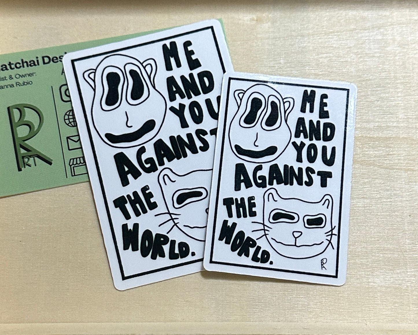 "Me and You Against the World" Sticker | Handmade Original Art Waterproof Vinyl Sticker