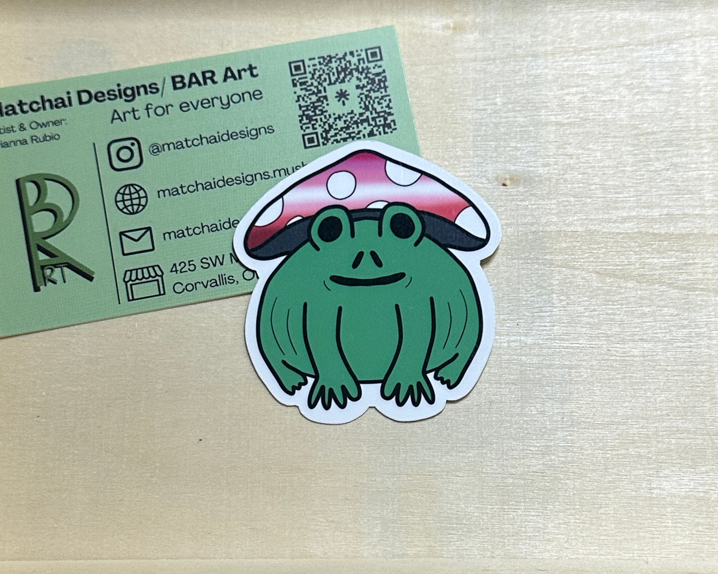 Pride Frog with Mushroom Hat | Handmade Original Art Waterproof Vinyl Sticker