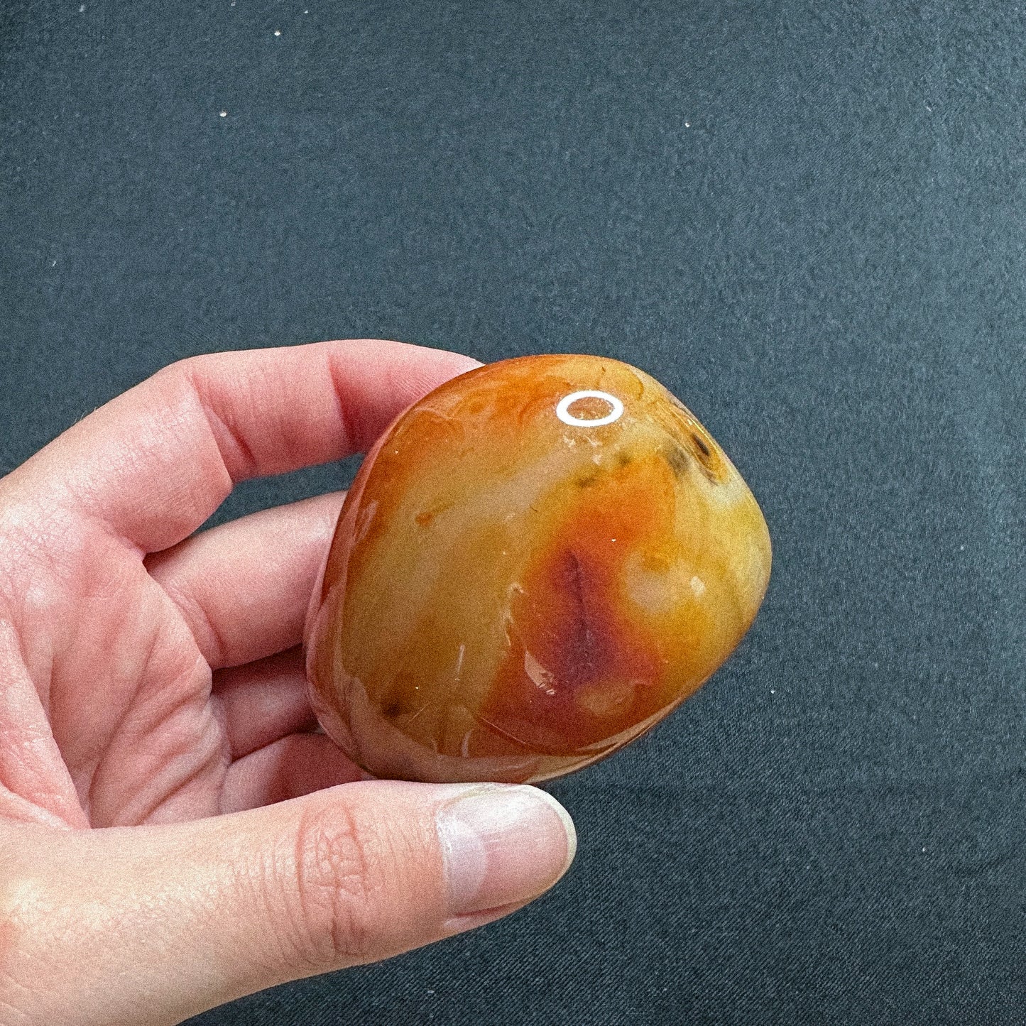 Sardonyx Palm Stone | Banded Mad River Agate, Polished Crystal Palmstone