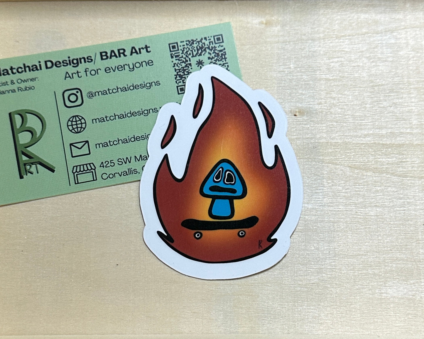 Blazing Mushroom Sticker | Handmade Original Art Waterproof Vinyl Sticker