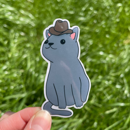 Cowboy Cat Sticker | Handmade Original Art Waterproof Vinyl Sticker