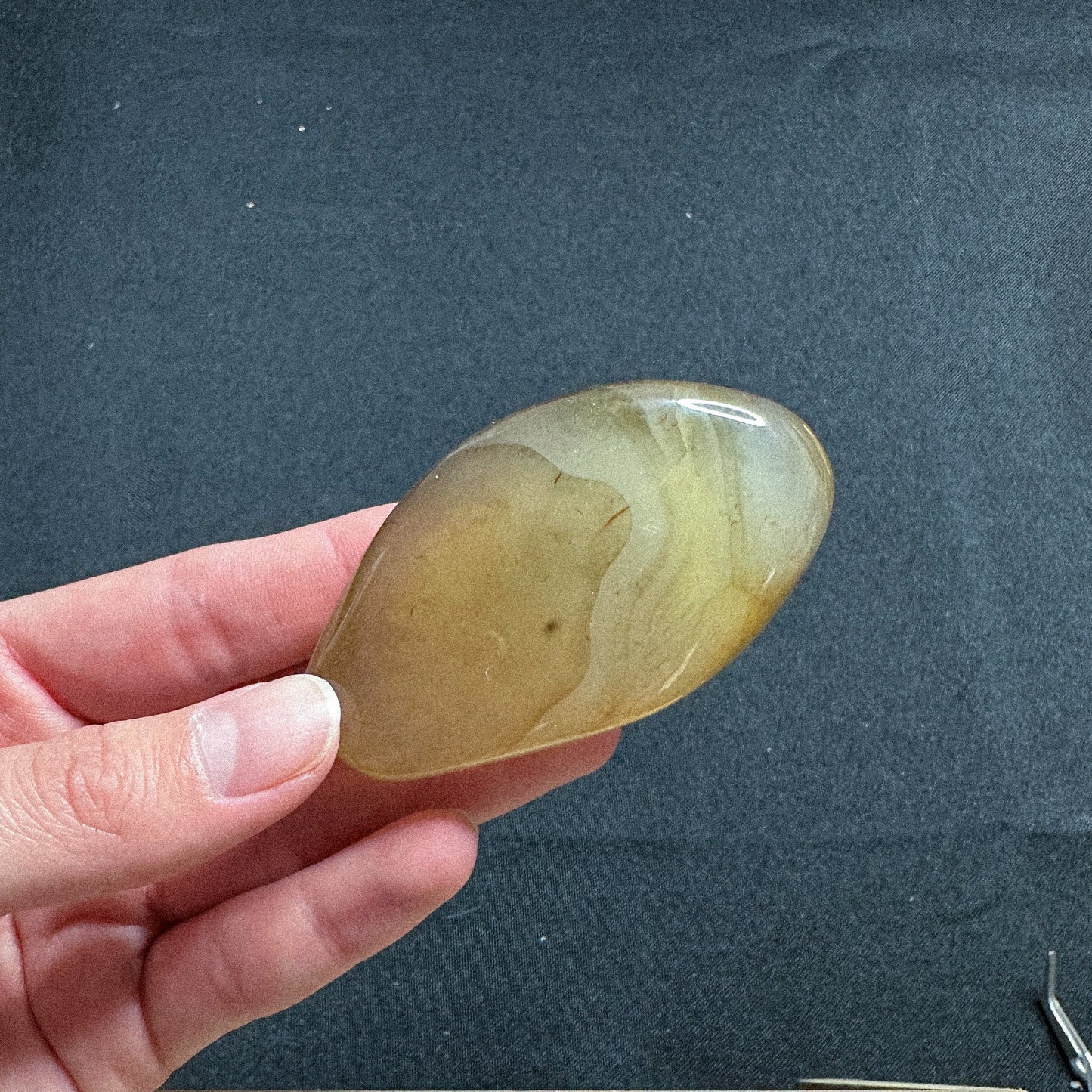 Sardonyx Palm Stone | Banded Mad River Agate, Polished Crystal Palmstone