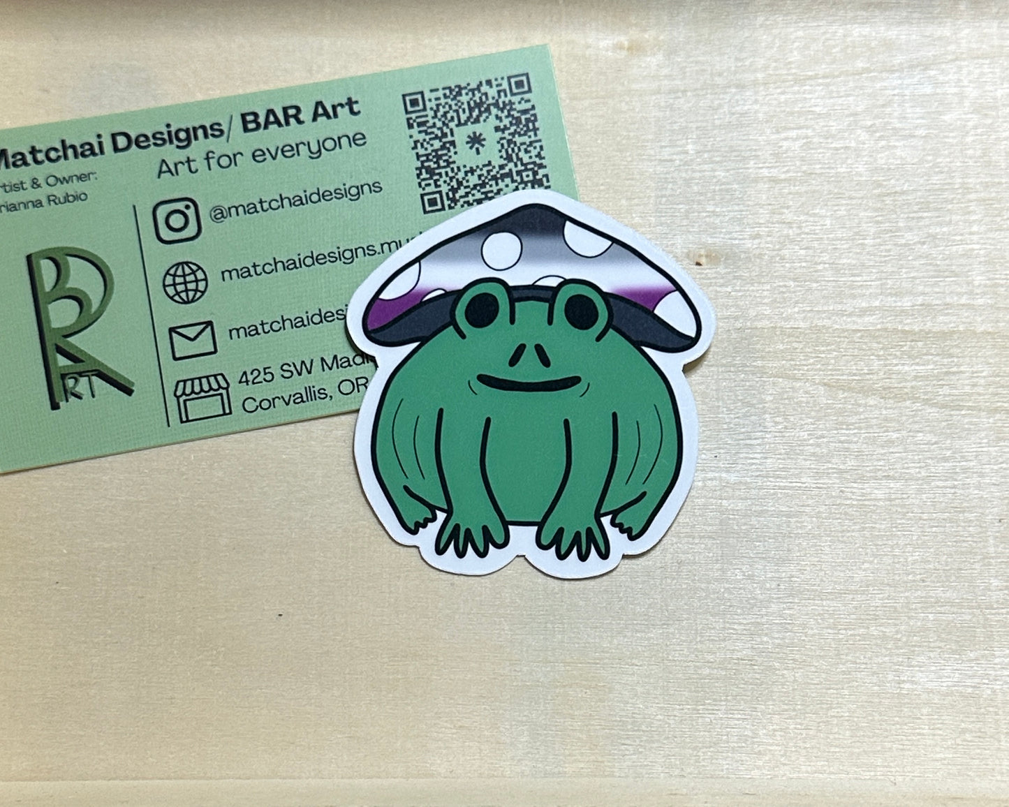 Pride Frog with Mushroom Hat | Handmade Original Art Waterproof Vinyl Sticker