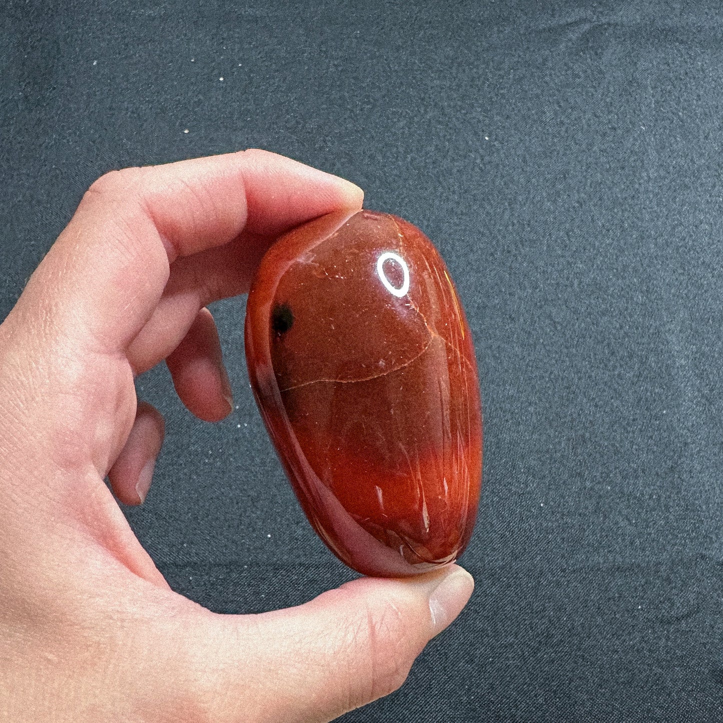 Sardonyx Palm Stone | Banded Mad River Agate, Polished Crystal Palmstone