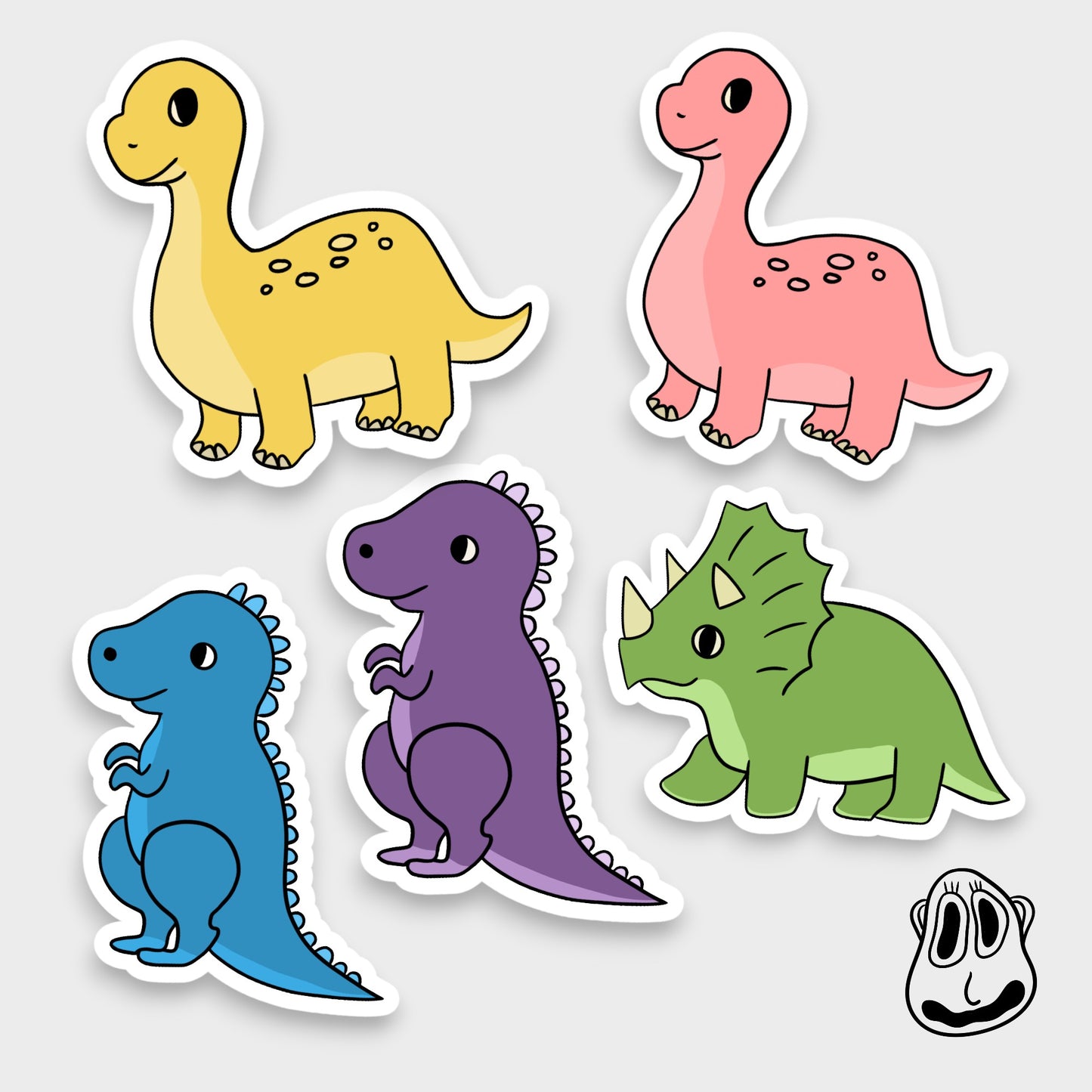 Dinosaur Friends Sticker Pack | Handmade Original Art Waterproof Vinyl Sticker