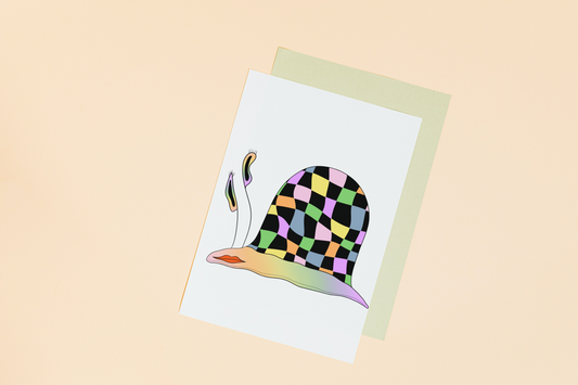 Checkerboard Snail Greeting Card