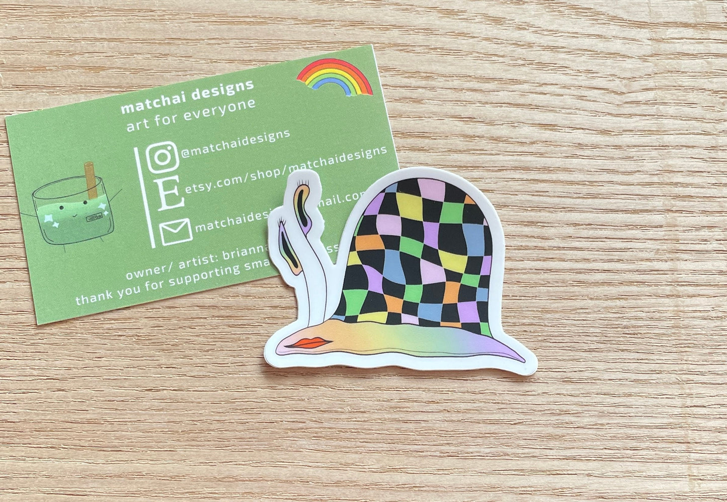 Checkerboard Snail Sticker